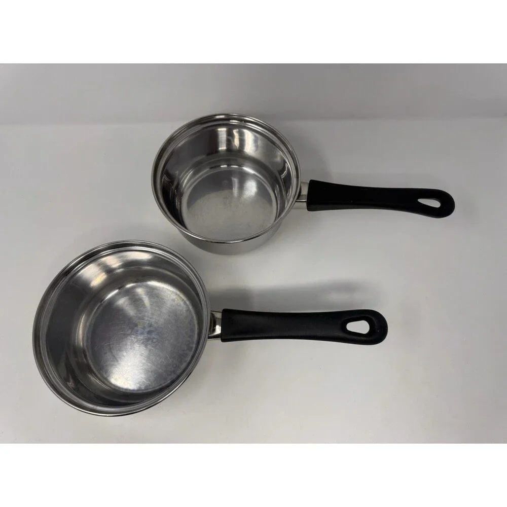 Tramontina 1 Qt Stainless Steel Saucepan Lot of 2 No Lids Black Handle